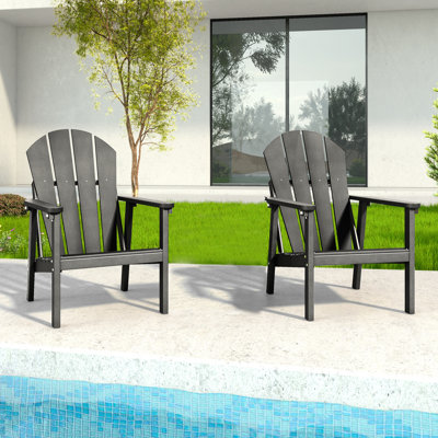 Adirondack Chairs Hdpe Weather Resistant Outdoor Chair Black (Set Of 2) by Highland Dunes
