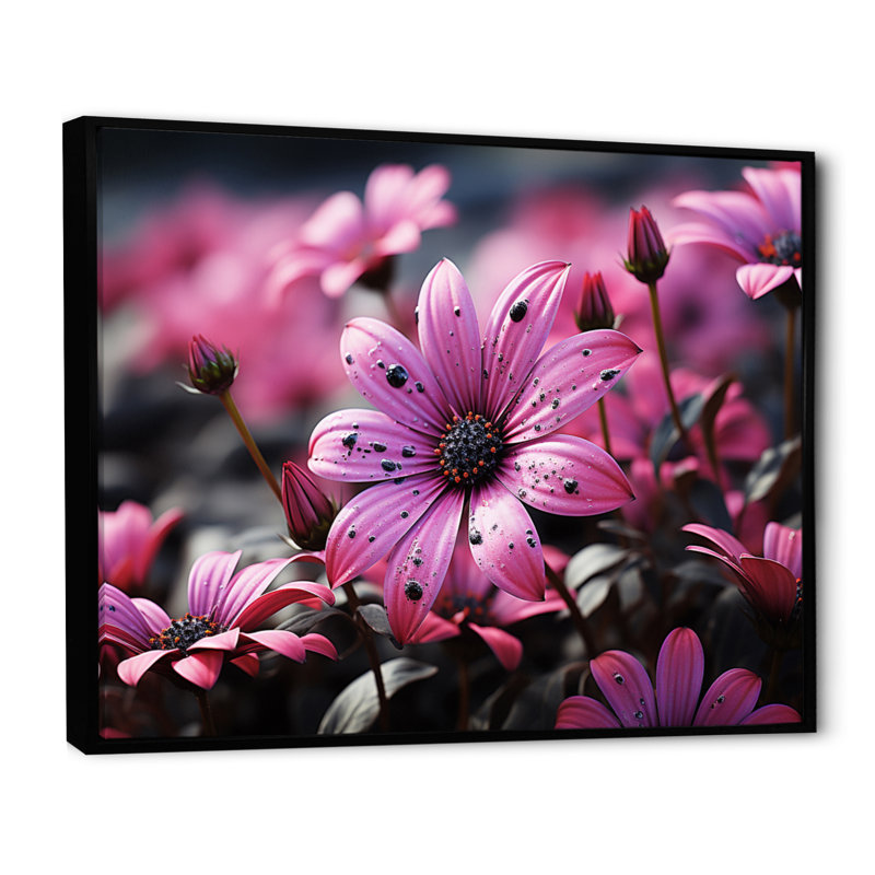 Fleurs vibrantes - noir, Cadre flottant noir, H 12 po x l 20 po x P 1 po