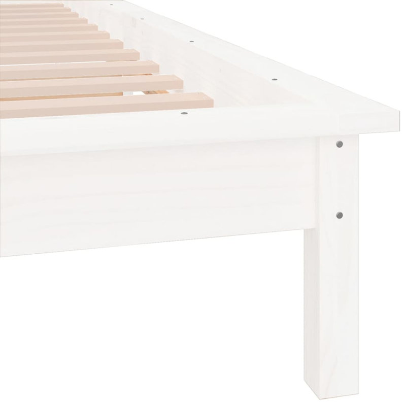 LED Bed Frame Solid Wood, 90 x 200cm, white