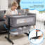 Lit de bébé 3 en 1 pour lit de bébé, lit de bébé, lit de bébé réglable avec roulettes, panier de rangement, matelas, lit de bébé portable facile à assembler et à plier-1922990436