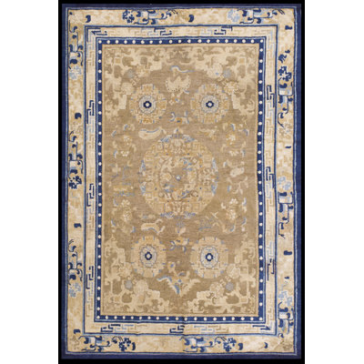 Soft Cream Color Wool Pile Mid 19th Century Antique Chinese Ningxia Rug