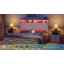 Lit double de style ferme en métal et bois avec porte coulissante en X, tête de lit DEL RVB, station de recharge et pouf de rangement, blanc-324744087-324743784