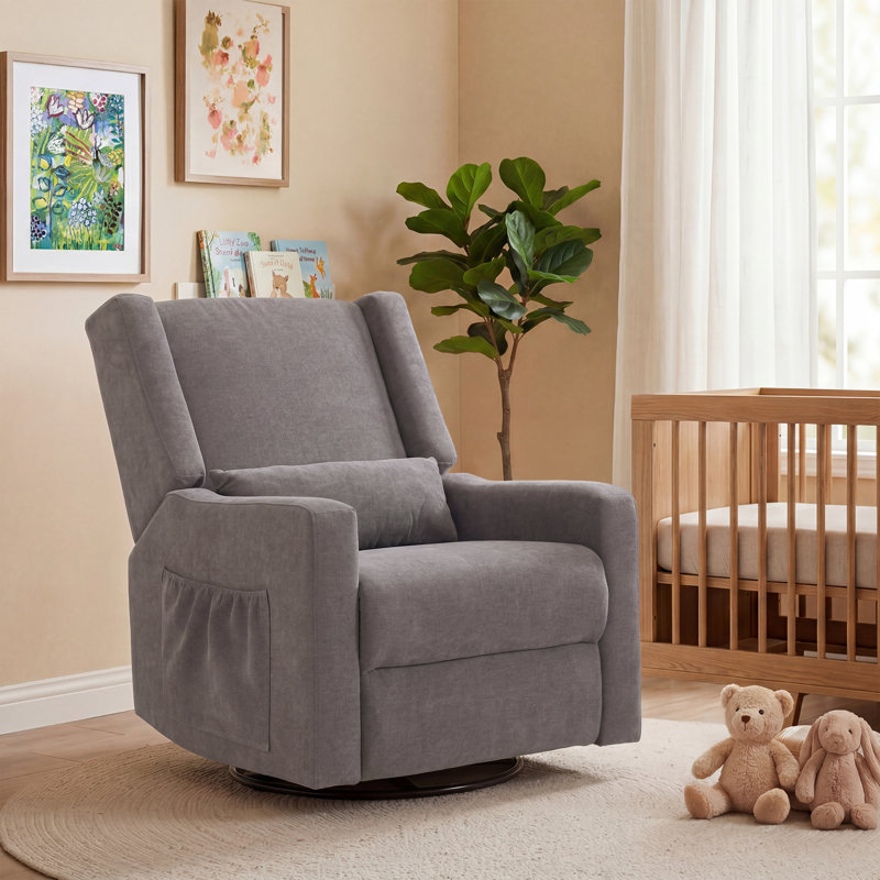 Fauteuil inclinable et oscillant pivotant en chenille de 32,8 po de large Tucker, Brun