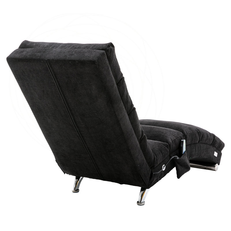 Chaise longue rembourrée avec fonction de vibration, Lin noir