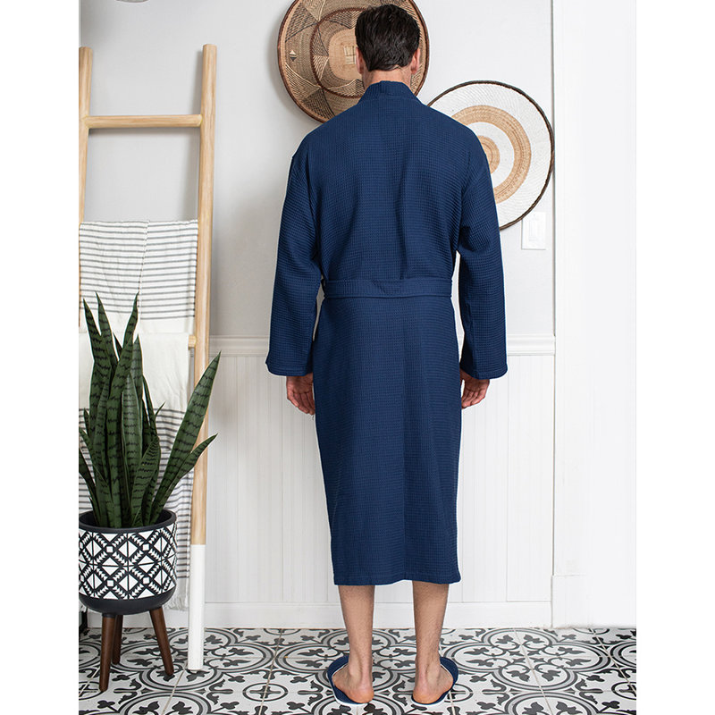 Peignoir gaufré LOTUS LINEN, M, Bleu marine