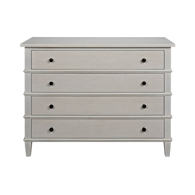 Dennis 4 - Drawer Solid Wood Dresser, Angel White