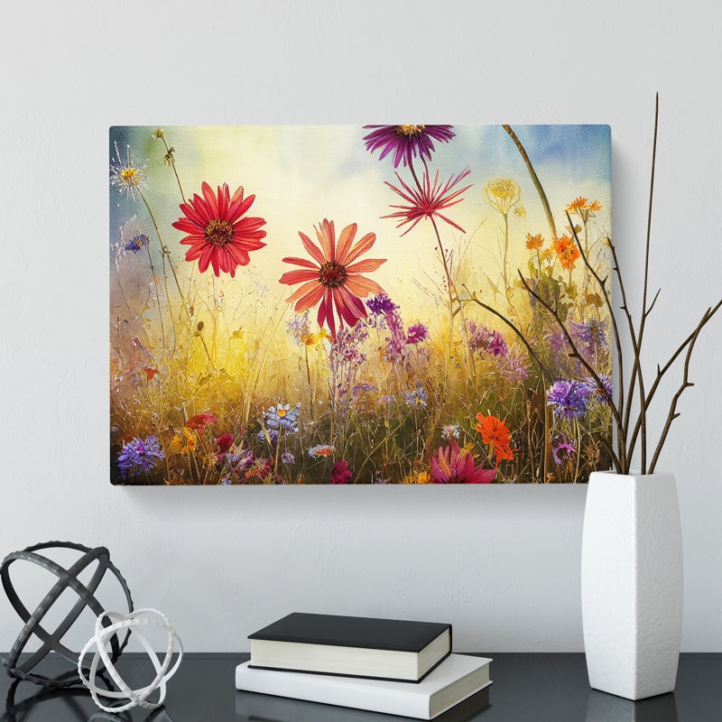 Bold Wildflowers Floral - Wrapped Canvas, 40cm H x 60cm W x 3cm D