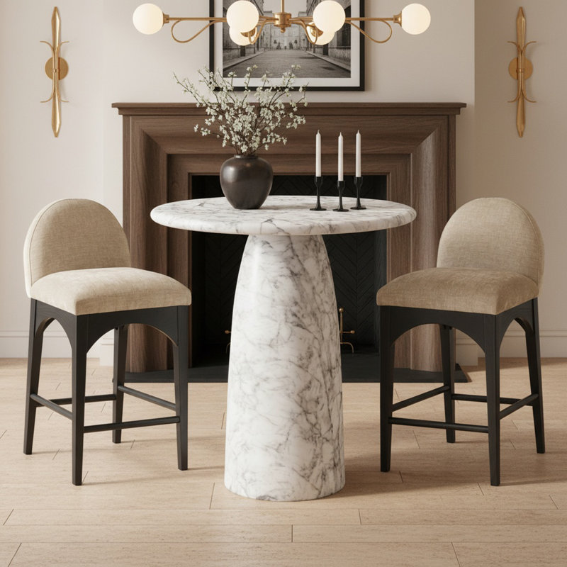 Table de hauteur comptoir intérieur / extérieur Coserza, H 36 po x l 36 po x P 36 po, Blanc
