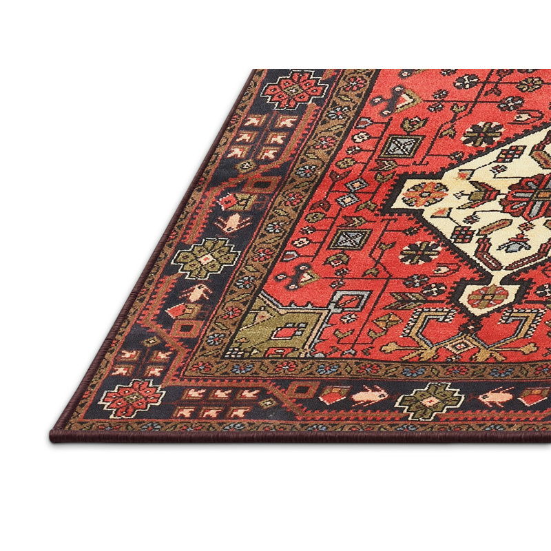 Tapis noir / rouge Southwestern, Rectangle 7 pi x 9 pi