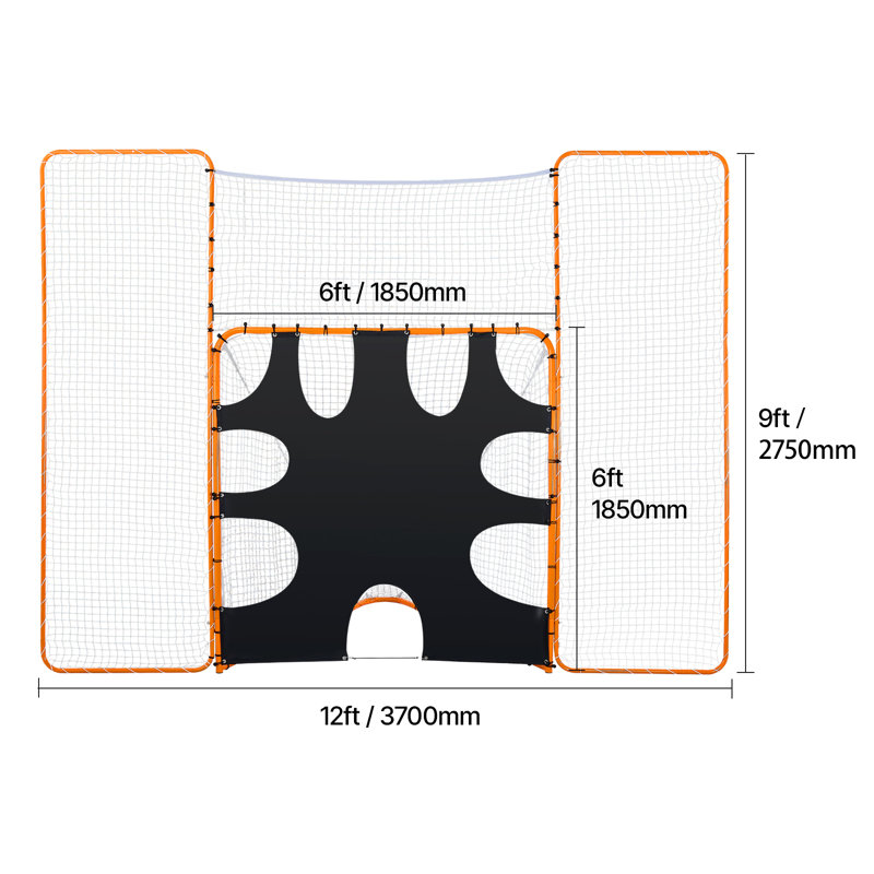 12x9 ft 3-IN-1 Lacrosse Goal Net with Backstop and Target Rebounder Equipment