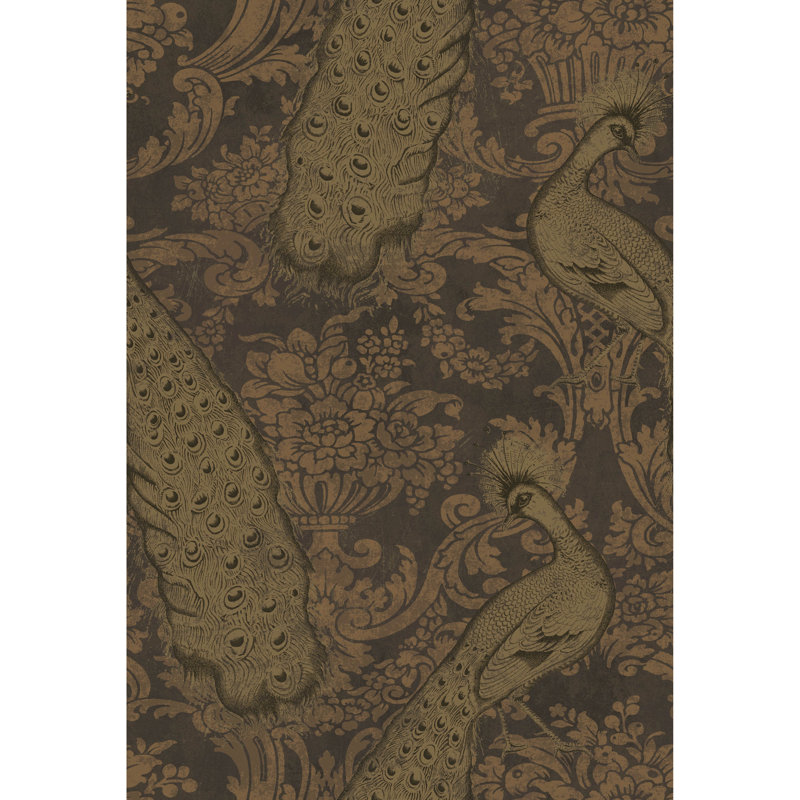 Albemarle Byron Damask Wallpaper Roll, Black/Gold