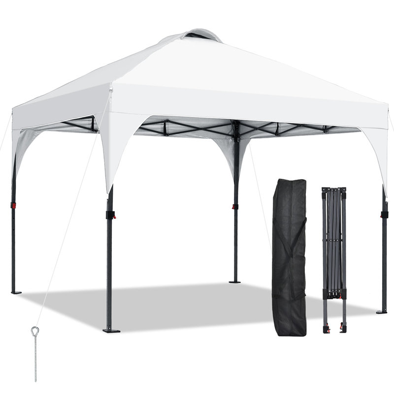10 x 10 Ft Steel Patio Pop up Canopy, White 