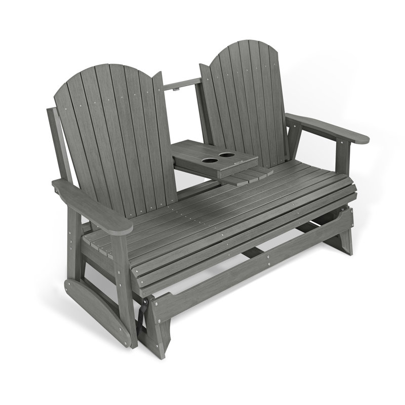 Fauteuil oscillant 3 places, dossier confortable et siège ergonomique, console rabattable avec porte-gobelet, Dark Grey