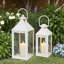 JHY DESIGN Set of 2 Metal Lanterns with Tempered Glass Farmhouse Candle Holders-877504319