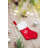 Boiled Wool Red Stocking with Pom Poms and Snowflake Design - Red, White - 20"