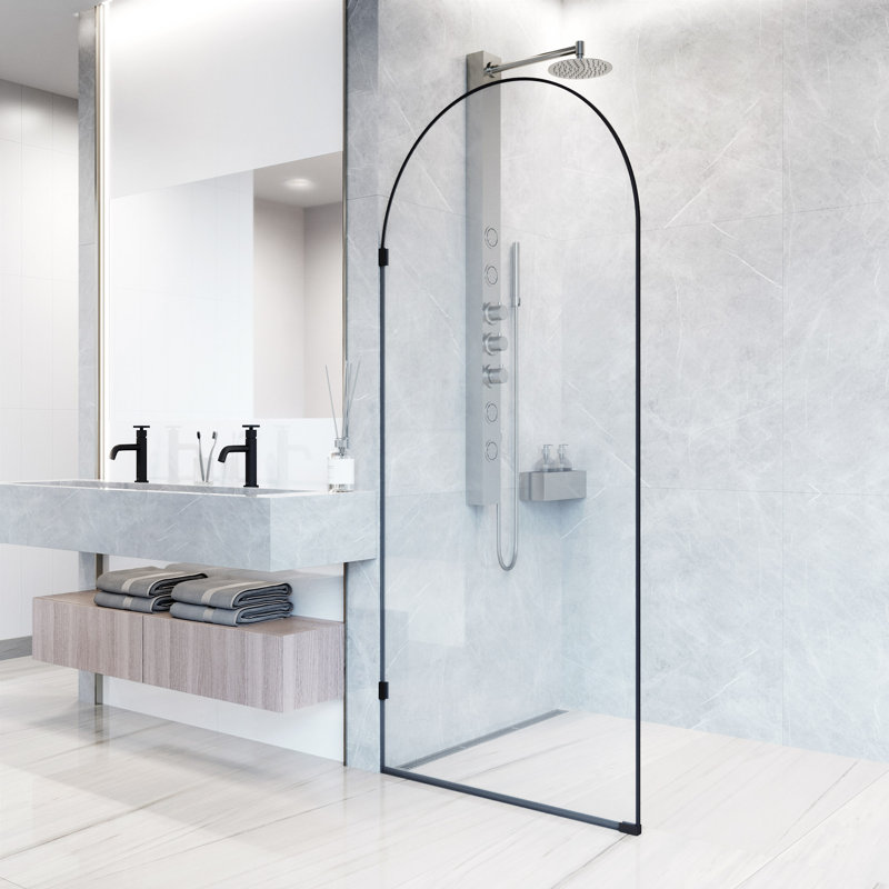 Arden 34" W x 78" H Fixed Shower Screen with 3/8" Glass
