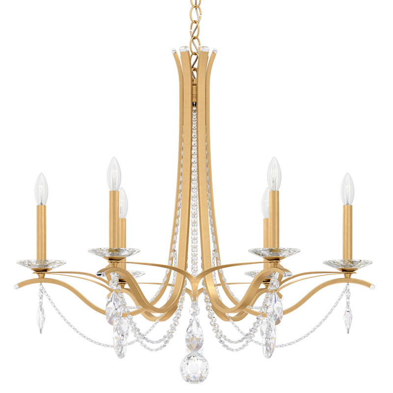Vesca 6 - Light Chandelier, Heirloom Bronze, Radiance Crystal