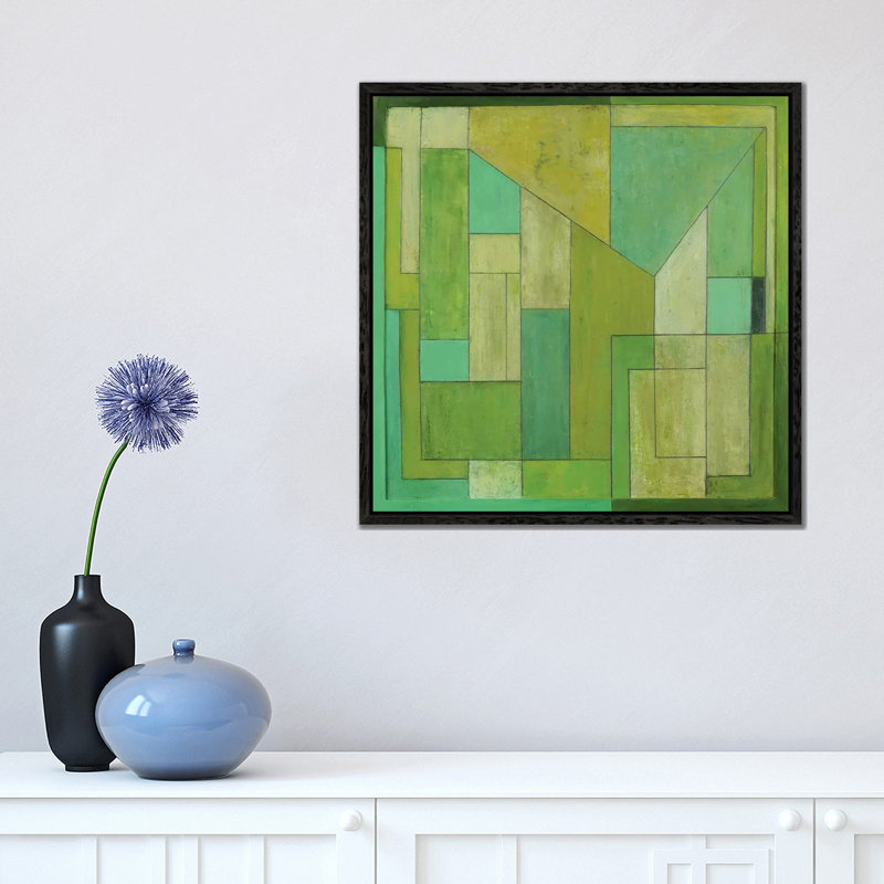 Verdigris by Stephen Cimini - Painting on Canvas, 45.72 cm H x 45.72 cm W, Black Framed