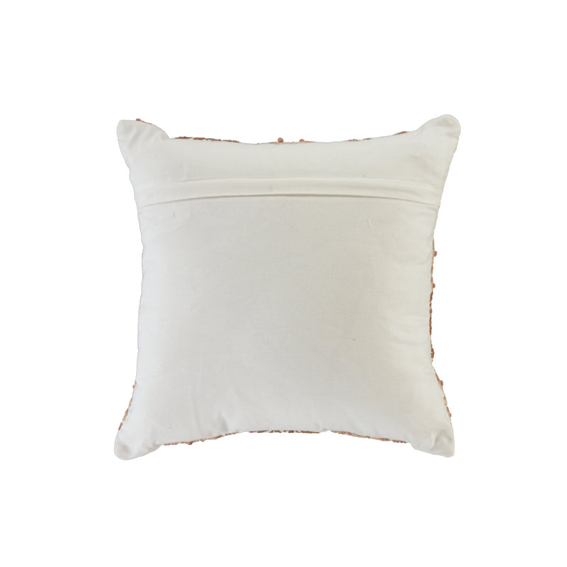 100% Cotton Throw Pillow, Ivory/Mocha/Blush, Down Blend