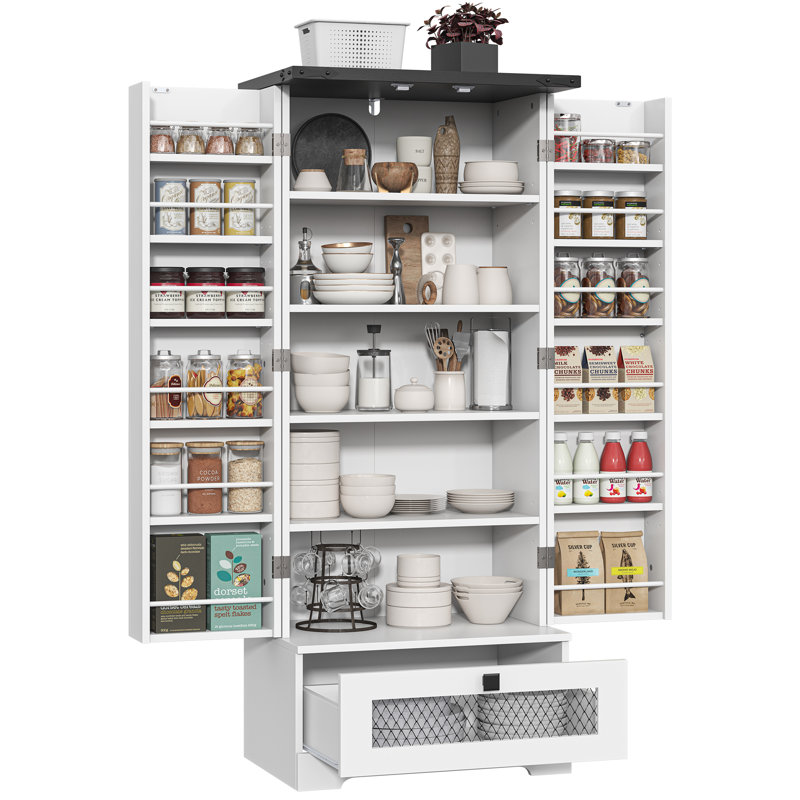 Kadience 55'' Kitchen Pantry, White