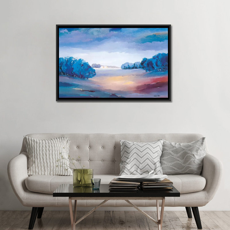 «Serene II», reproduction sur toile, H 18 po x l 26 po x P 1,5 po, Toile encadrée noire, Pas de tapis