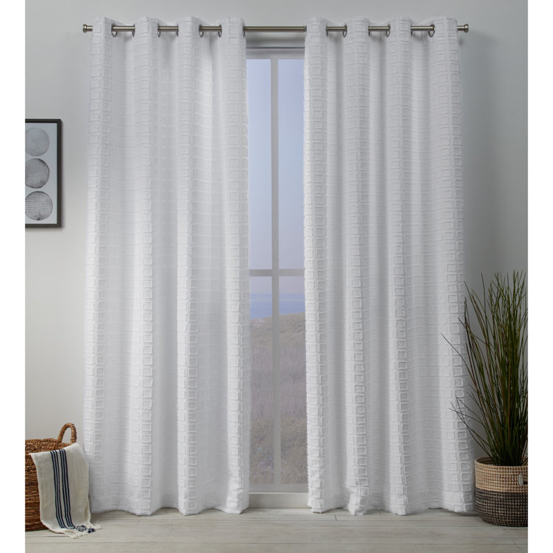 Hadsell Solid Room Light Filtering Single Curtain Panel Part, White, 54" W x 108" L