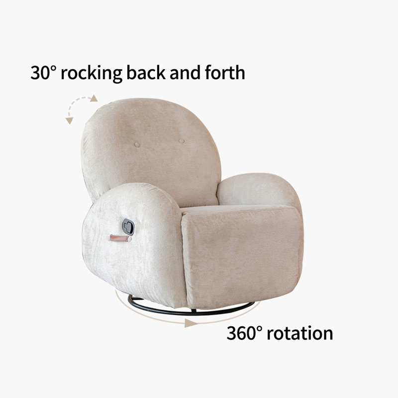 Chenille Fabric Casual Single Functional Recliner, Beige