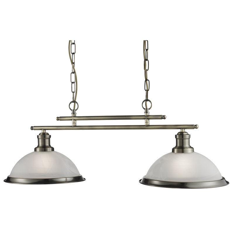 2 - Light Kitchen Island Pendant, Antique Brass