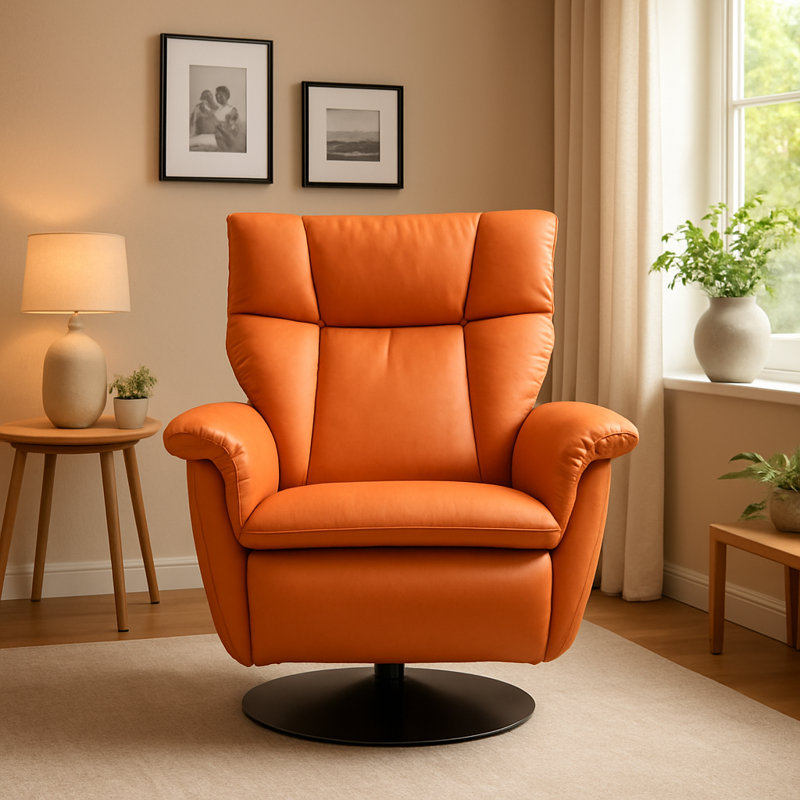 Fauteuil pivotant double en cuir italien Alessio Luxe