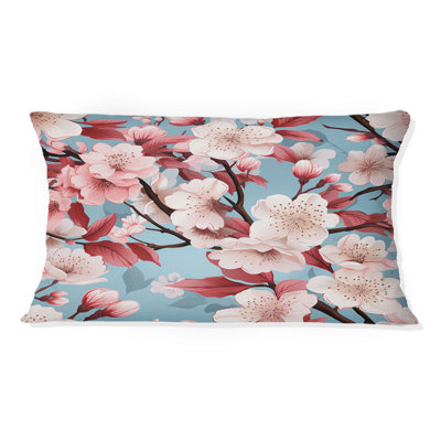 Cherry Blossom Bliss - Coussin décoratif Abstrait corail multicolore - Coussin