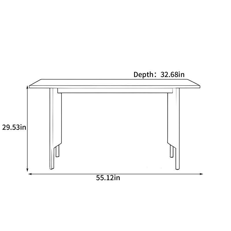 Modern rectangular simple dining table, 29.53"H x 55.12"L x 32.68"W