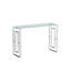 Console avec pieds en acier inoxydable et plateau en verre - Design moderne pour espace de vie et transparence