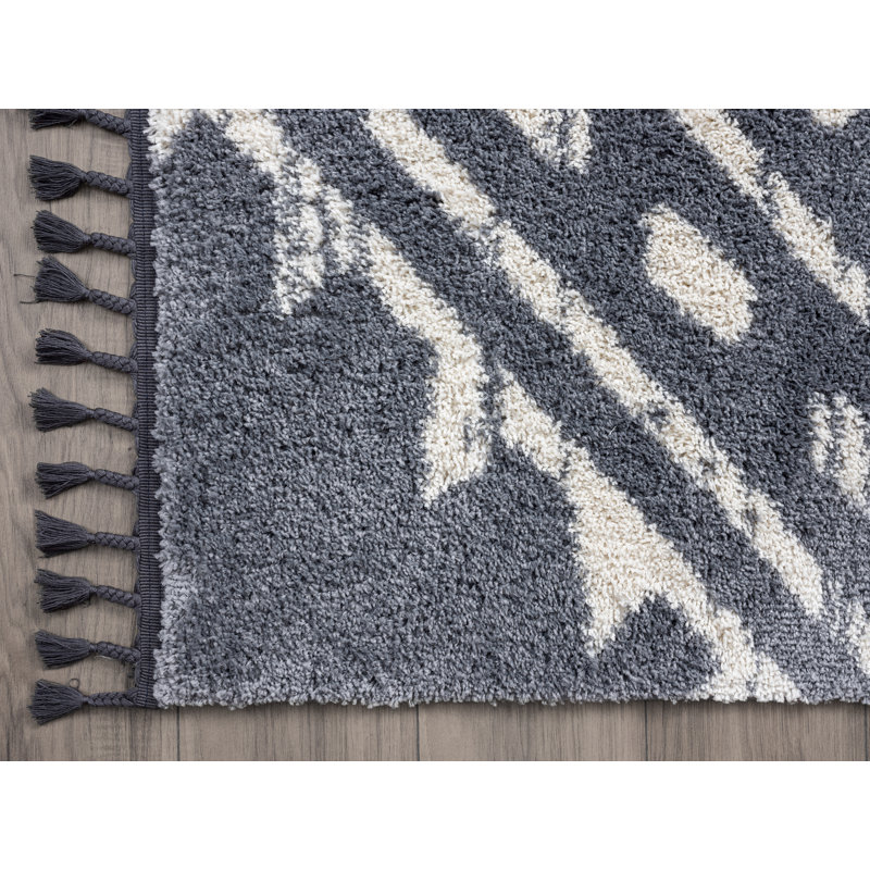 Tapis gris / blanc Nevra, Rectangle 5 pi 3 po x 7 pi 6 po