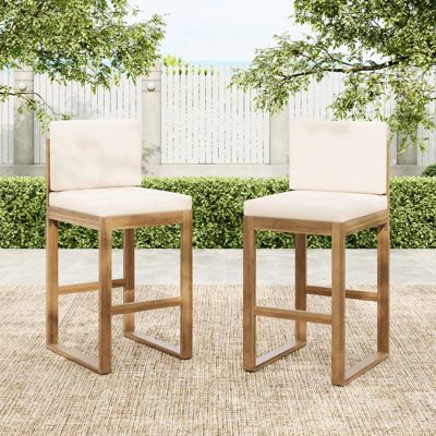 Of 2 Outdoor Made From Wood, Brown Color, And , Water - Cushions, Tapered Legs For Rustic Charm, 20.52 In Product Depth 40 Height Wood With Beige Solid Structure, Non Porous Cushion Surface, Vintage