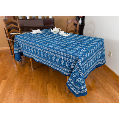 INDIGO BLOCK PRINT 72" X 102" TABLELCOTH