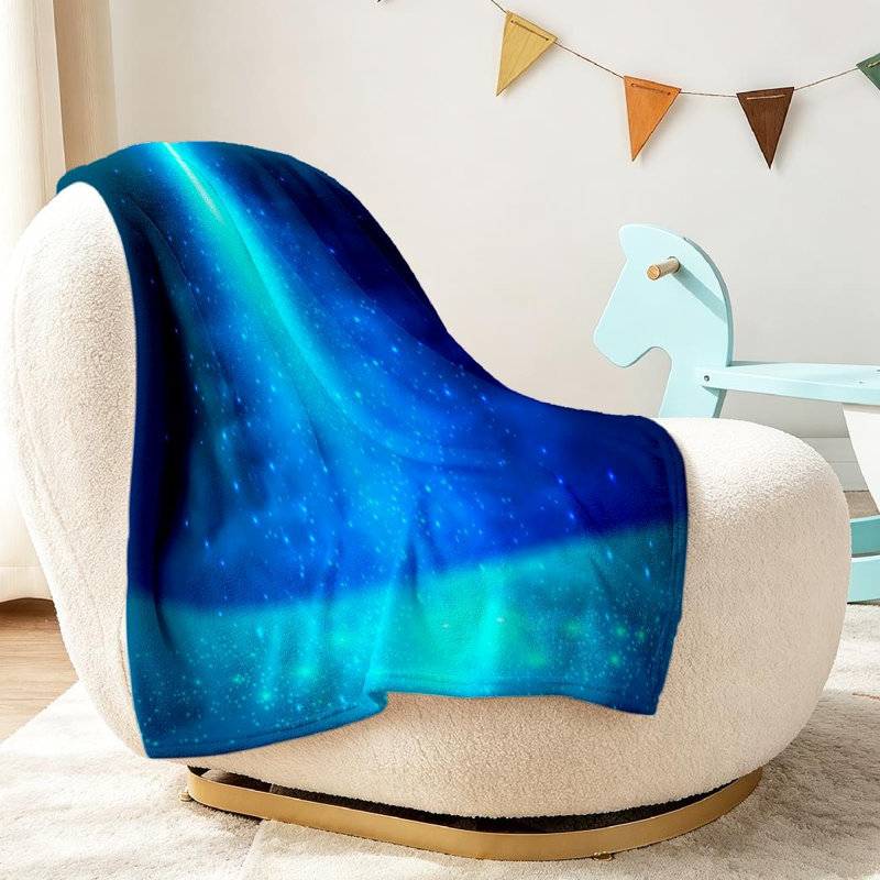 Jeté en flanelle bleue ultra douce, imprimé sous-marin foncé, Jeté 30 po x 40 po