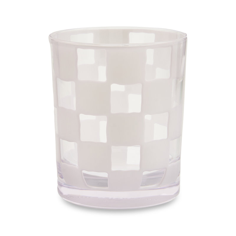 Blue Check Acrylic Tumblers, White/Clear