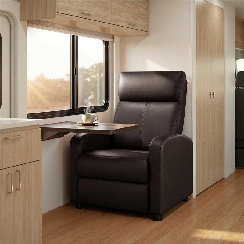 Fauteuil inclinable de 24,5 po de largeur avec siège confortable Mcghee, Similicuir brun