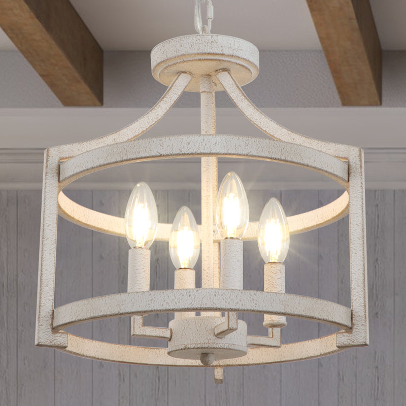 Aonesty 4-Light Lantern Chandelier, White