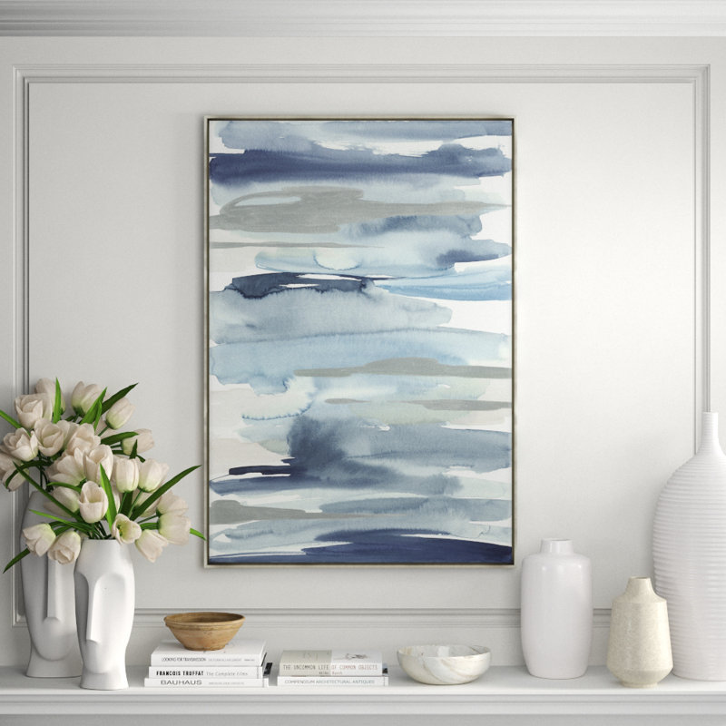 Layered Water II Print by Janice Sadler, 45.5" H x 31.5" W x 1.5" D, Glass Coat