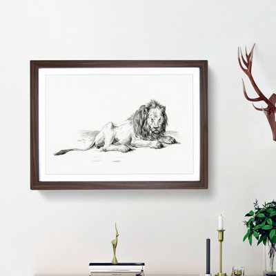 Sketch of a Lion by Jean Bernard - Picture Frame Drawing Print