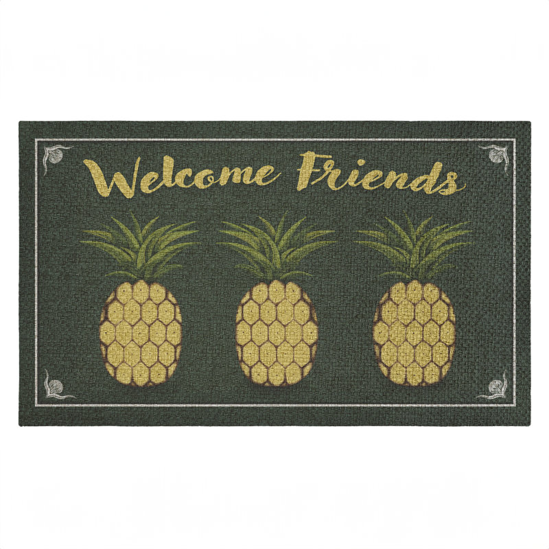 Welcome Friends Pineapples Outdoor Door Mat, design by Darlene Seale, 18"x30"