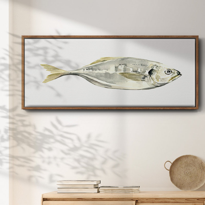 Silver Fish III- Framed Canvas, 20" H x 50" W