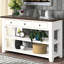 Console en bois de pin massif 48 po, table d'appoint moderne avec 3 tiroirs de rangement et 2 tablettes. Facile à assembler-1155527558