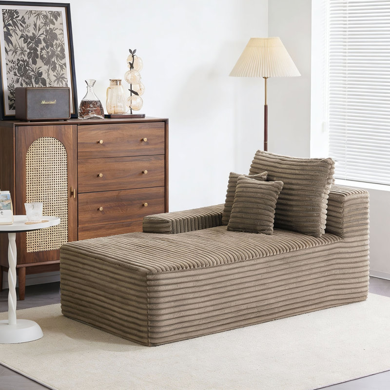 Upholstered Chaise Lounge, Light Brown