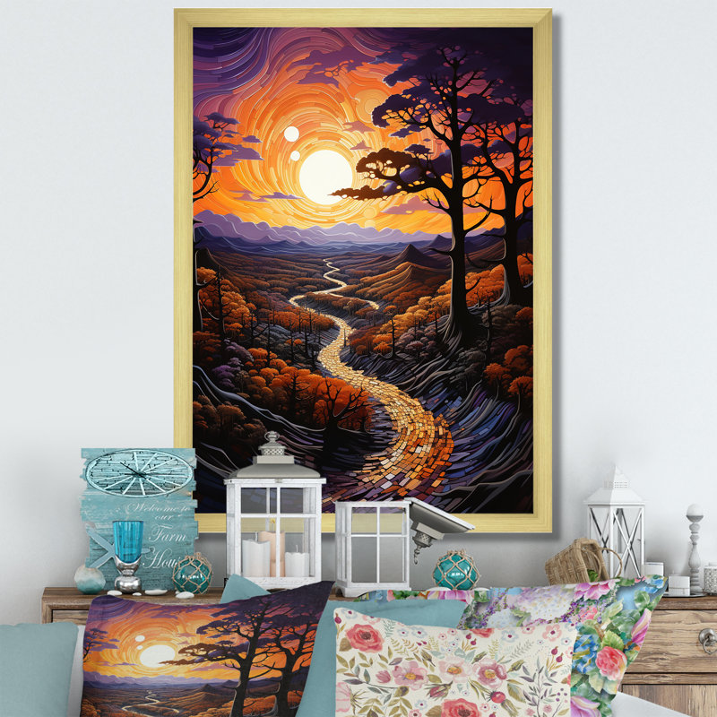 Balzhan Sunset Tangerine Twilight sur toile, H 20 po x l 12 po x P 1 po, Encadrement doré