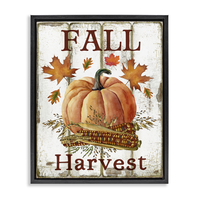 «Fall Harvest», art mural sur toile de citrouille et de maïs par Creatif Belle, H 31 po x l 25 po