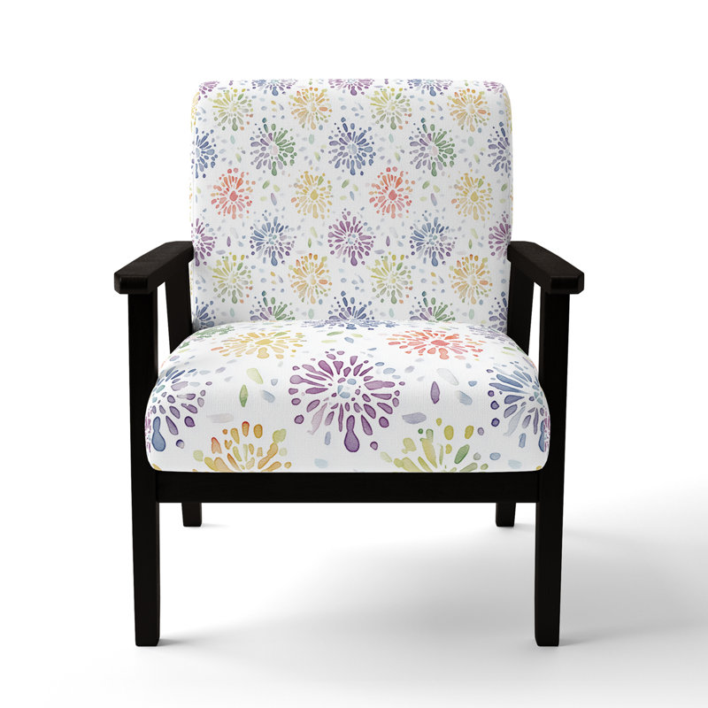 Chaise rembourrée Modern - fauteuil boho mandala jaune, Accoudoirs carrés noirs