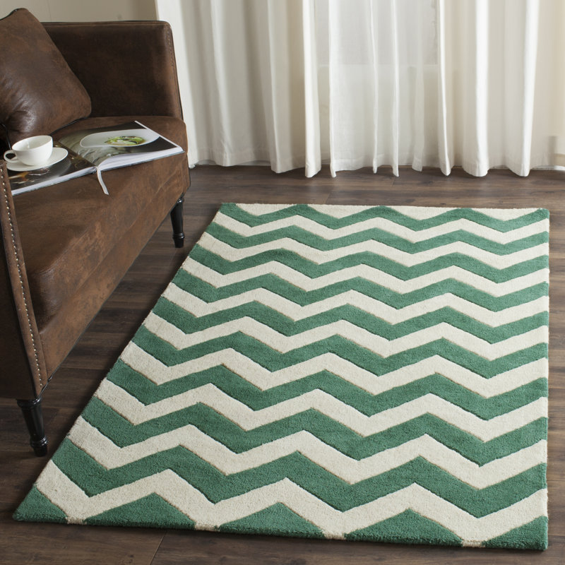 Crumbley Chevron Wool Hand Woven Area Rug, Rectangle 61 x 91 cm
