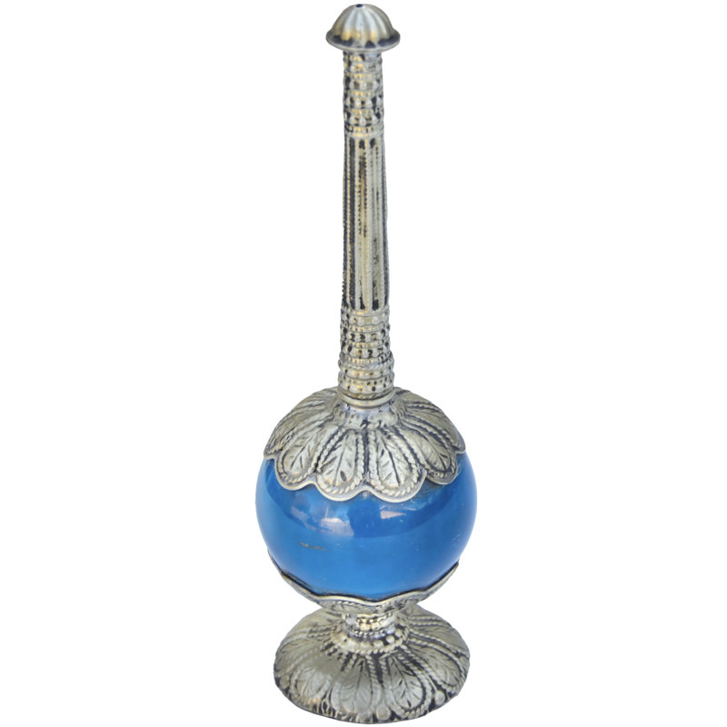 Mid 20th Century Handmade Moroccan Blue & Silver Perfume Bottle